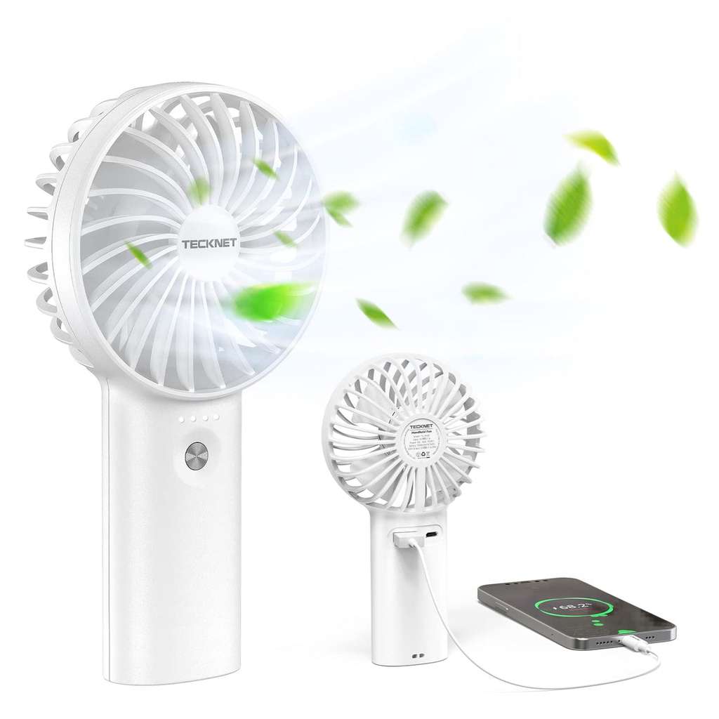 TECKNET Handheld Fan, 2-in-1 Mini Fan with Rechargeable 5200mAh Power Bank - w/Code